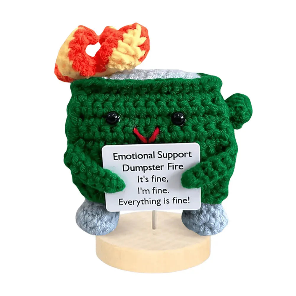 Emotional Support Dumpster Fire Positive Crochet Dumpster Fire Crochet Trash Can Fire Funny Gifts for Friends Coworker