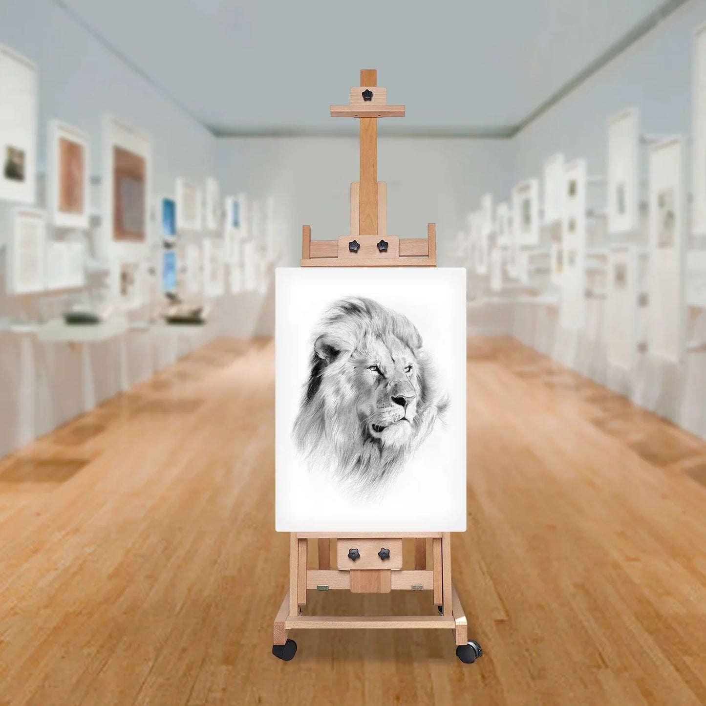 Floor Folding Sketch Easel Flat Standing Dual-Purpose, H-Frame Wood Painting Art Easel Standing