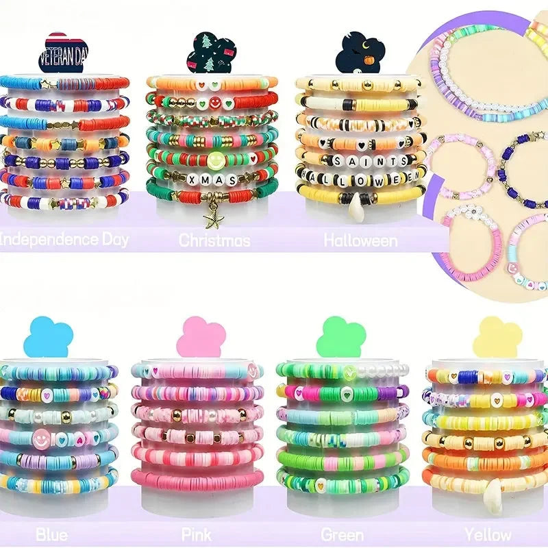 2 Box 24 Rainbow Color Clay Beads Bracelet Making Kit for Jewelry