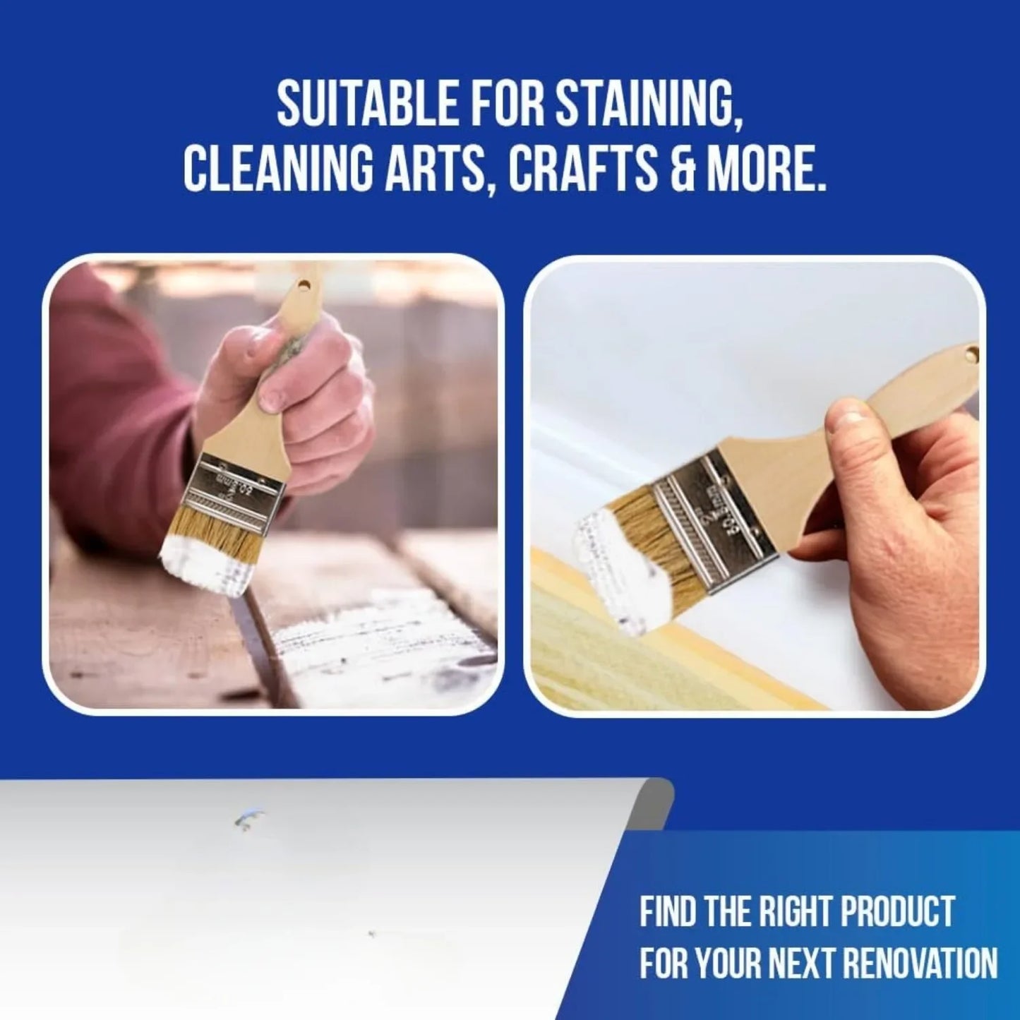 Chip Paint Brushes 2 Inch Chip Brush for Paints, Stains, Varnishes, Glues, & Gesso