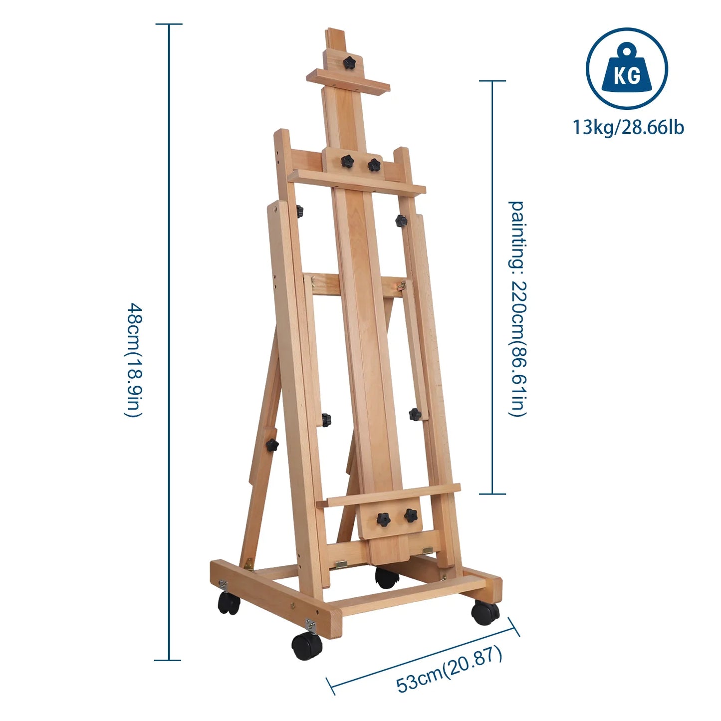 Floor Folding Sketch Easel Flat Standing Dual-Purpose, H-Frame Wood Painting Art Easel Standing