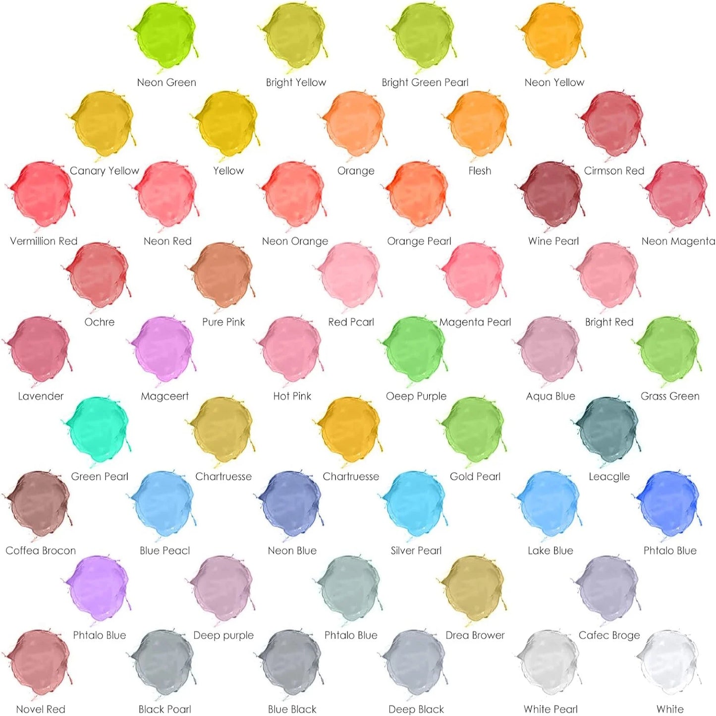 48 Colors Airbrush Paint Set 1fl oz, Opaque & Brilliant Color