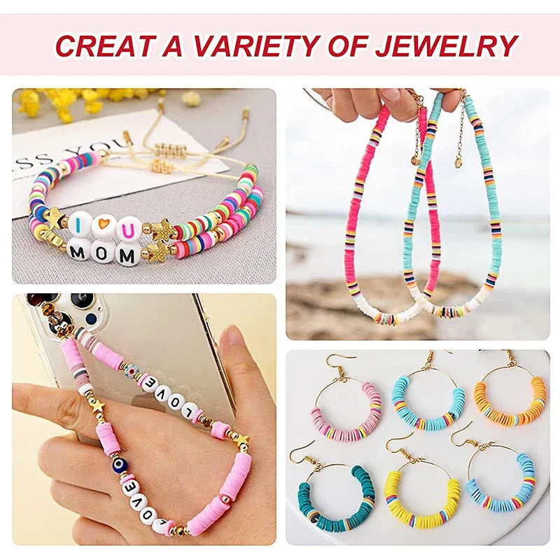 2 Box 24 Rainbow Color Clay Beads Bracelet Making Kit for Jewelry