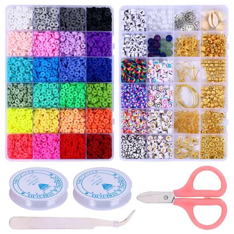 2 Box 24 Rainbow Color Clay Beads Bracelet Making Kit for Jewelry