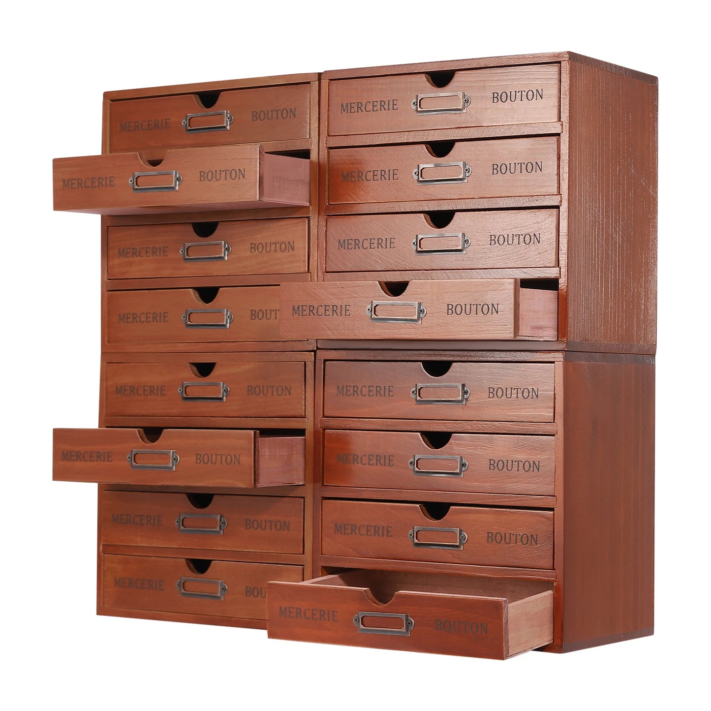 4Pcs Multi Drawer Storage Organizer with 16 Drawers, Vintage Wooden Desk