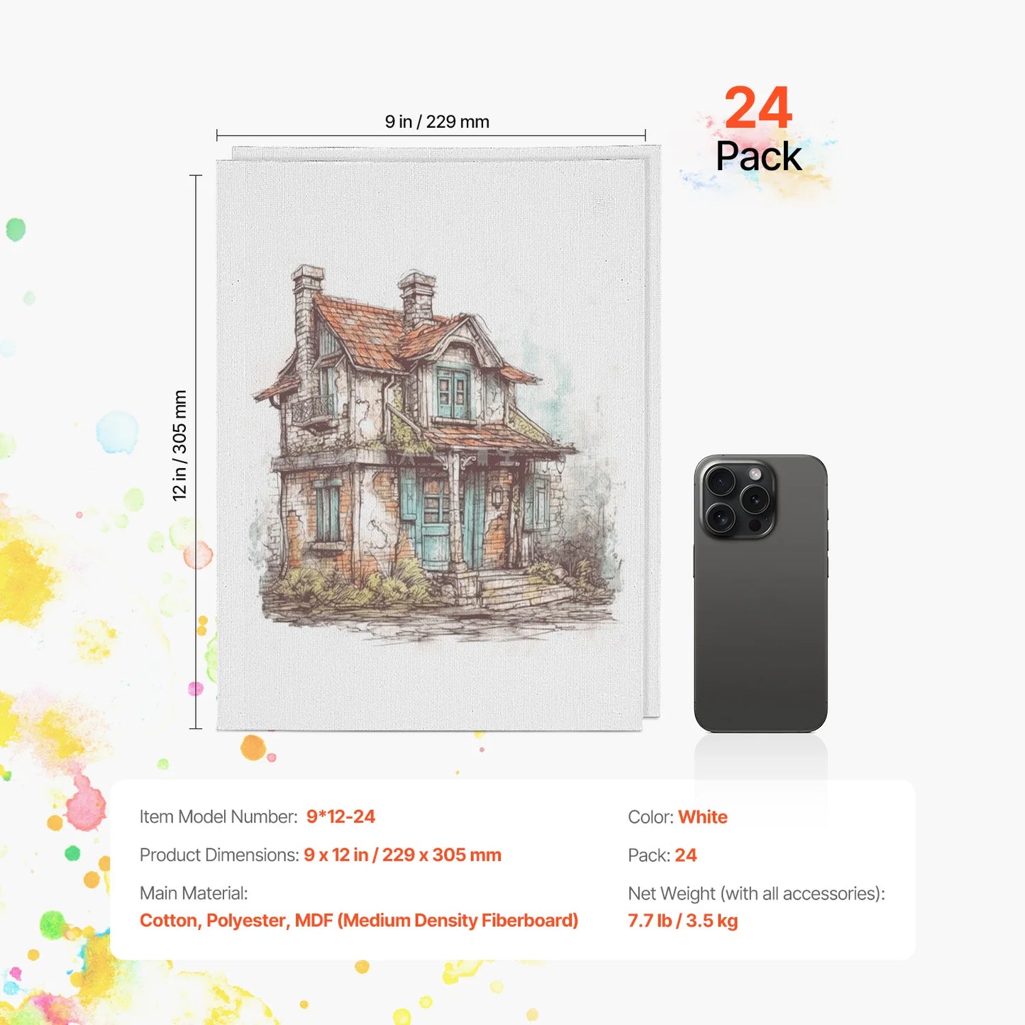 VEVOR Canvas Boards Painting Sketching Acrylic Oil Painting Watercolor Paint Canvas