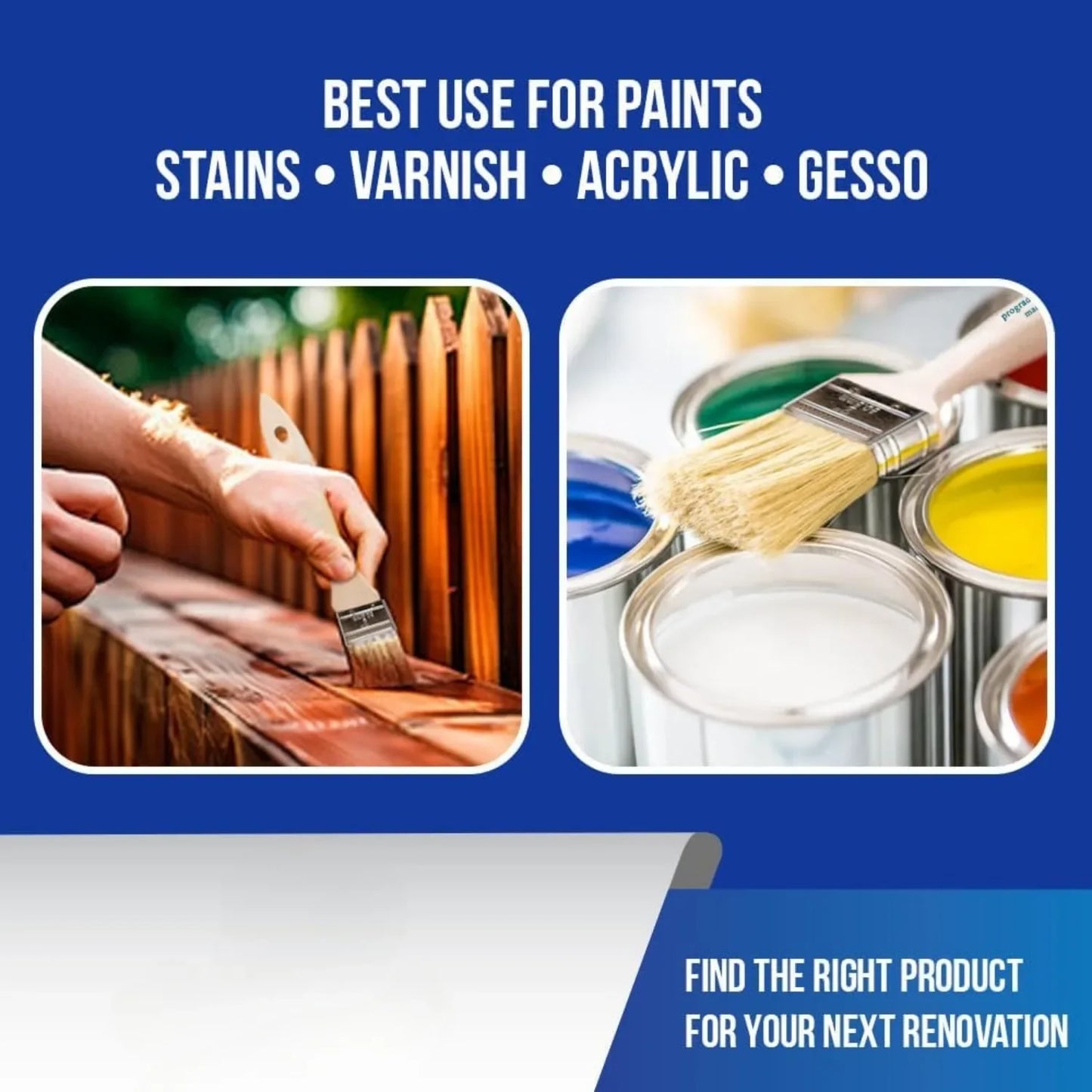 Chip Paint Brushes 2 Inch Chip Brush for Paints, Stains, Varnishes, Glues, & Gesso