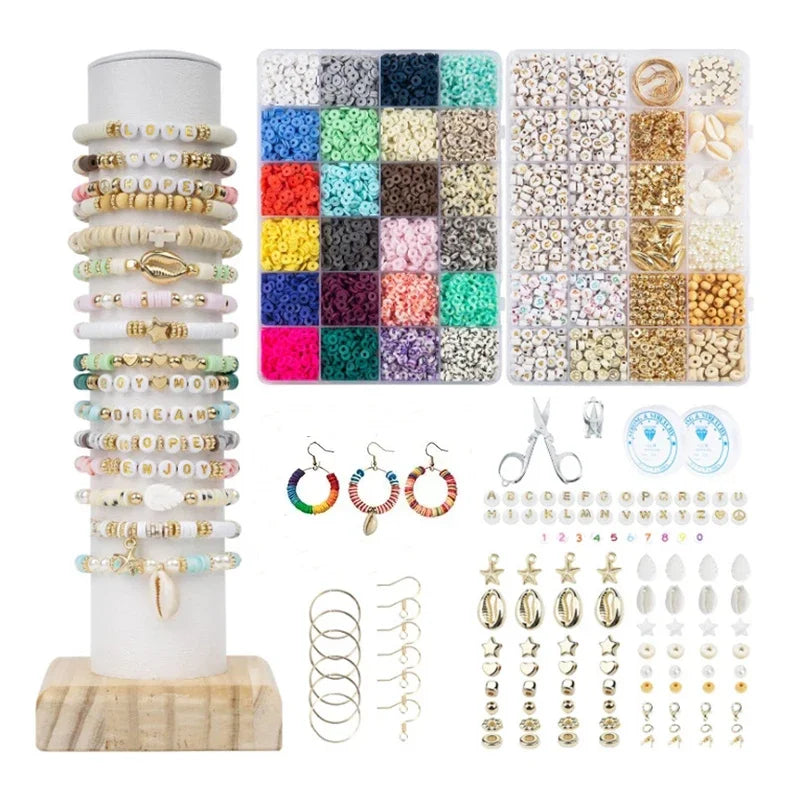 2 Box 24 Rainbow Color Clay Beads Bracelet Making Kit for Jewelry