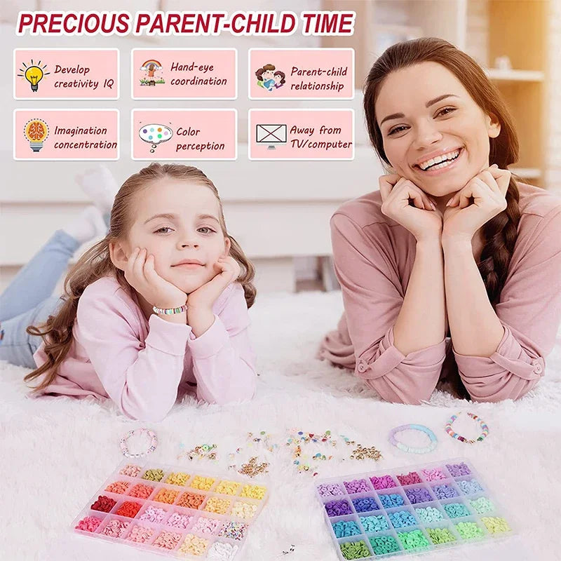 2 Box 24 Rainbow Color Clay Beads Bracelet Making Kit for Jewelry