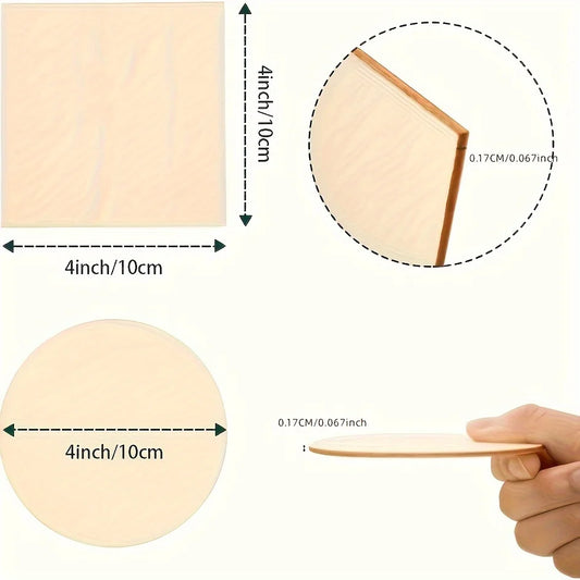 100 Pcs Wood Pieces 4 x 4 Inch Blank Wooden Slices Wood Chips for Home Decoration and DIY Crafts