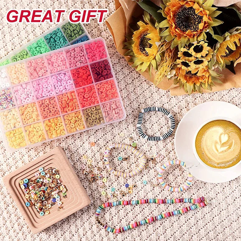 2 Box 24 Rainbow Color Clay Beads Bracelet Making Kit for Jewelry