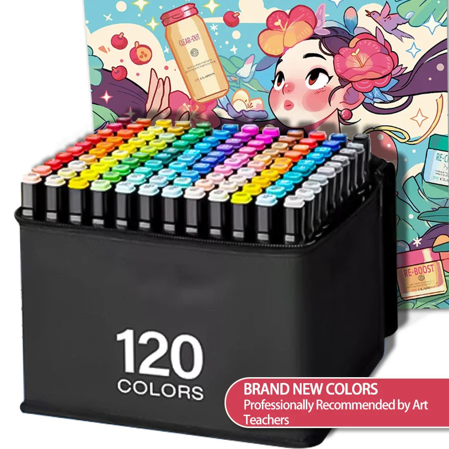 24 - 168 Colors Dual - Tip Artist Markers, Special Marking and Painting Pens