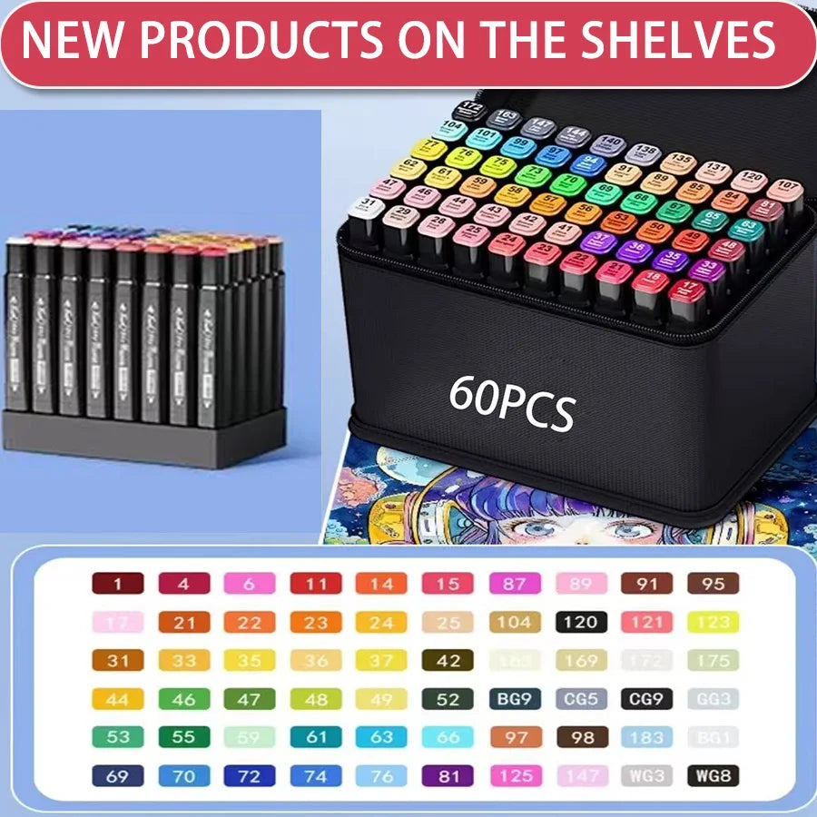 24 - 168 Colors Dual - Tip Artist Markers, Special Marking and Painting Pens