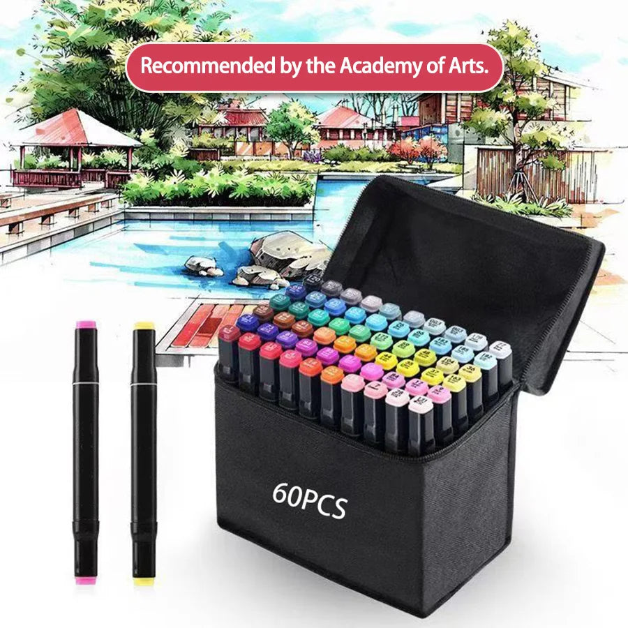 24 - 168 Colors Dual - Tip Artist Markers, Special Marking and Painting Pens