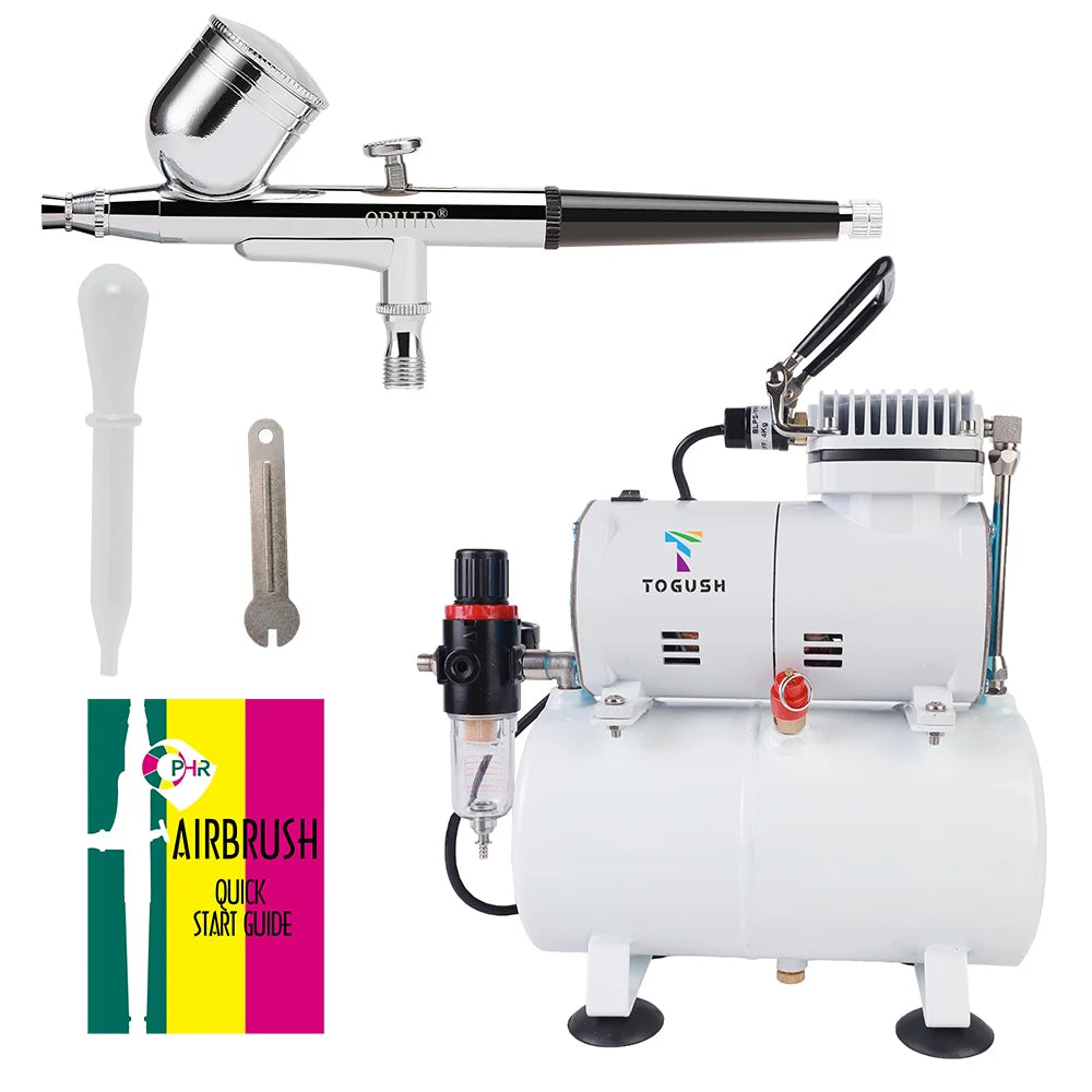 OPHIR NEW Gravity Dual-Action Airbrush Gun Kit Tank Air Compressor