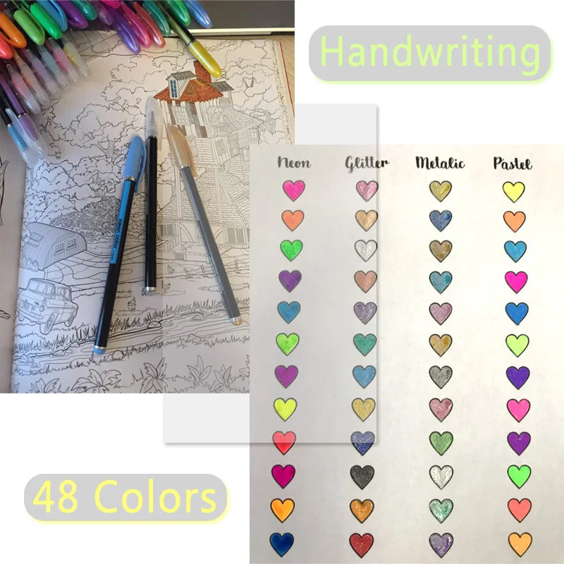 48 Colors Sketch Pen Marker Painting Drawing  Kawaii Art Markers Stationery Crafts Brush Pens Set Gift