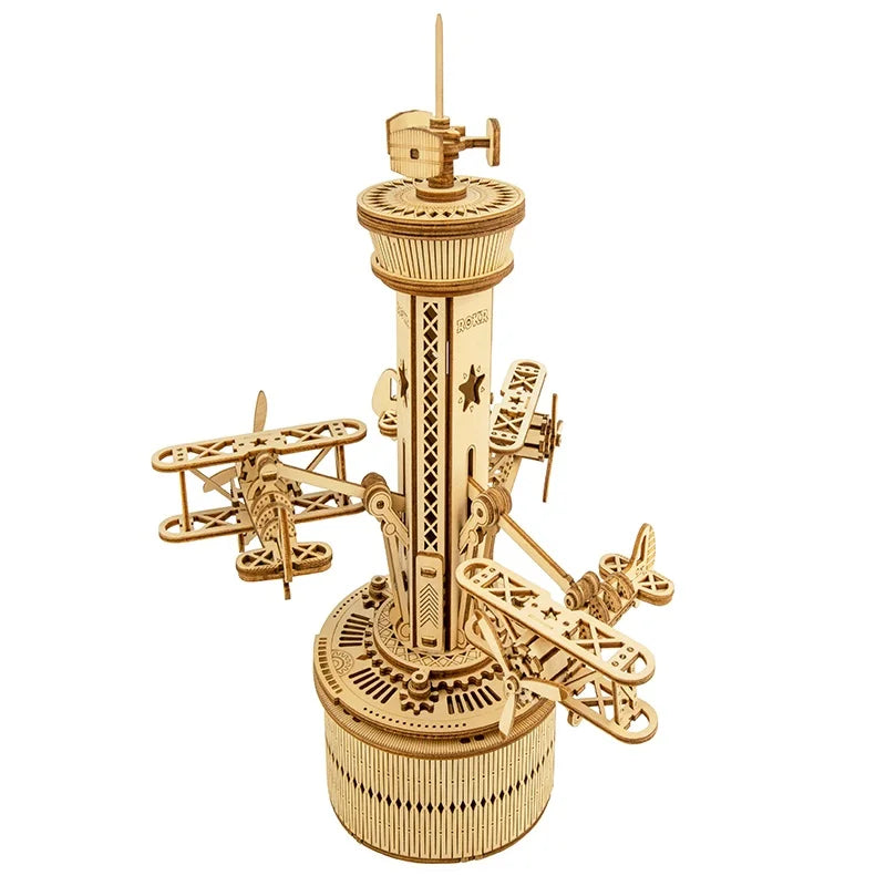 Robotime  84pcs Rotatable DIY 3D Starry Night Wooden Model Building Kit Block Assembly Music Box