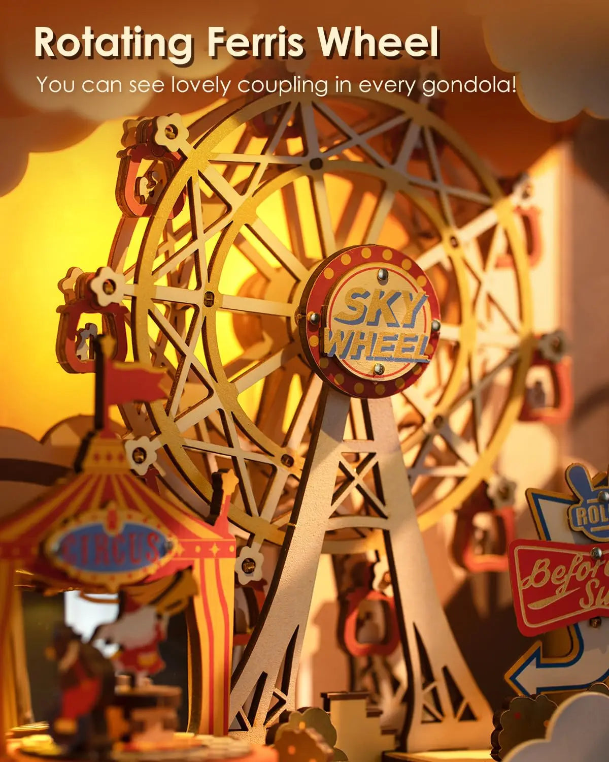 Sunset Carnival Music Boxes with Lights Ferris Wheel Home Decoration