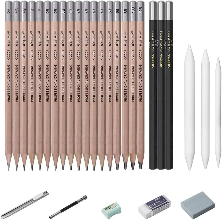 Drawing Pencils, 26/30/38pcs Sketching Pencils with Graphite ,Charcoal Pencils
