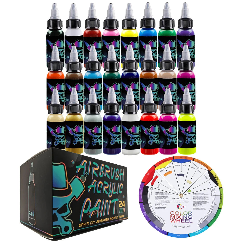 OPHIR 24/32 Colors Airbrush Acrylic Paint for Model
