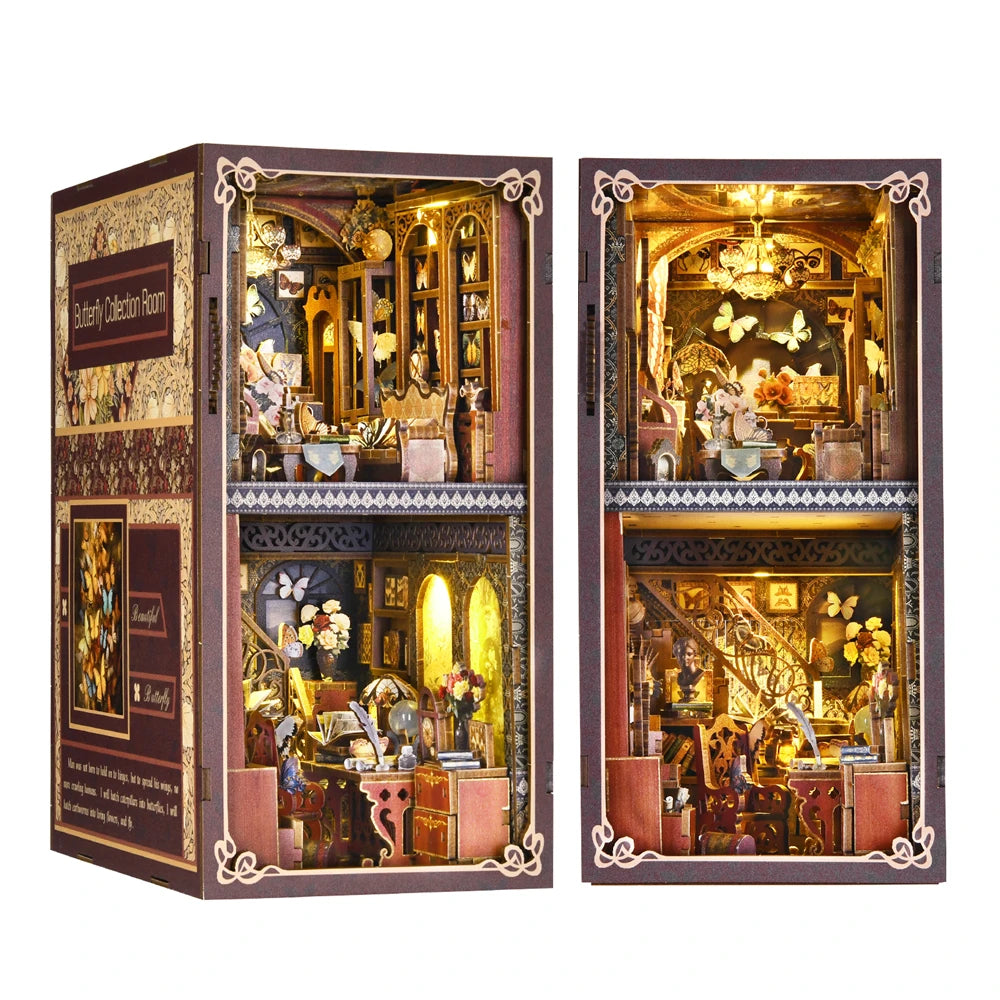ASLOWSNAIL Butterfly Book nook kit Wooden 3D Puzzle