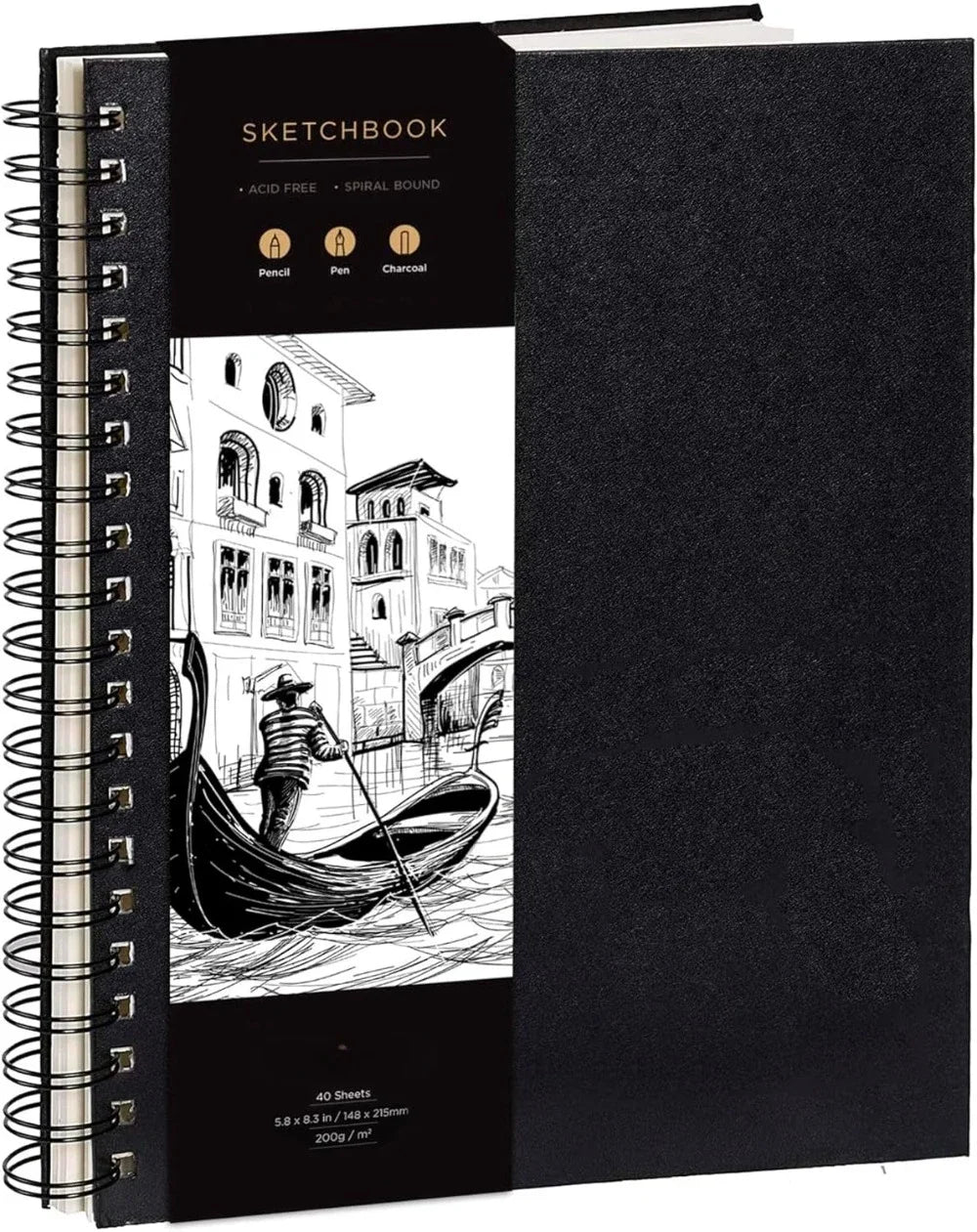 Sketchbook Hardcover – 200GSM Very Thick Paper – Spiral Sketchbook for Painting and Mixed Media