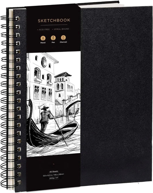 Sketchbook Hardcover – 200GSM Very Thick Paper – Spiral Sketchbook for Painting and Mixed Media