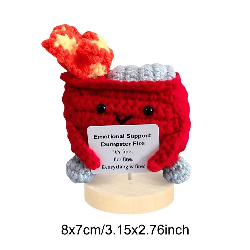 Emotional Support Dumpster Fire Positive Crochet Dumpster Fire Crochet Trash Can Fire Funny Gifts for Friends Coworker