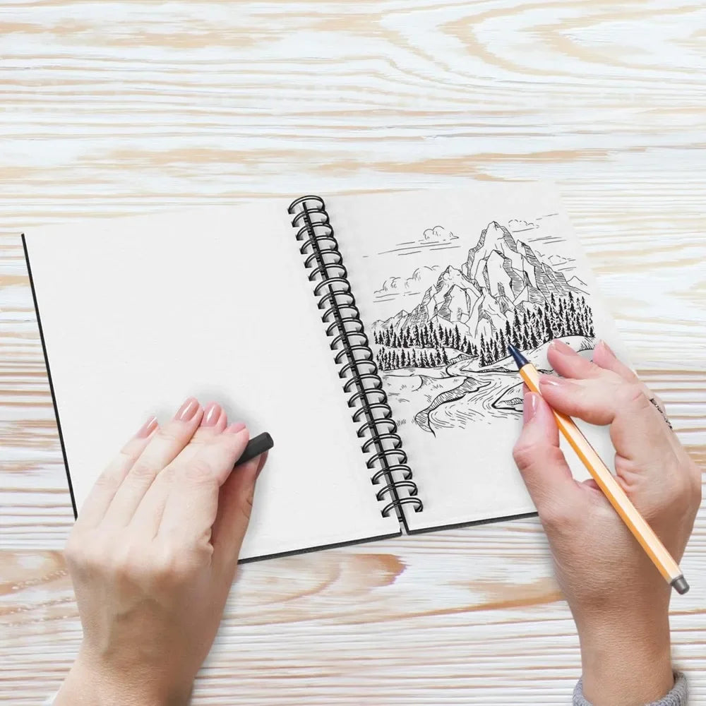 Sketchbook Hardcover – 200GSM Very Thick Paper – Spiral Sketchbook for Painting and Mixed Media