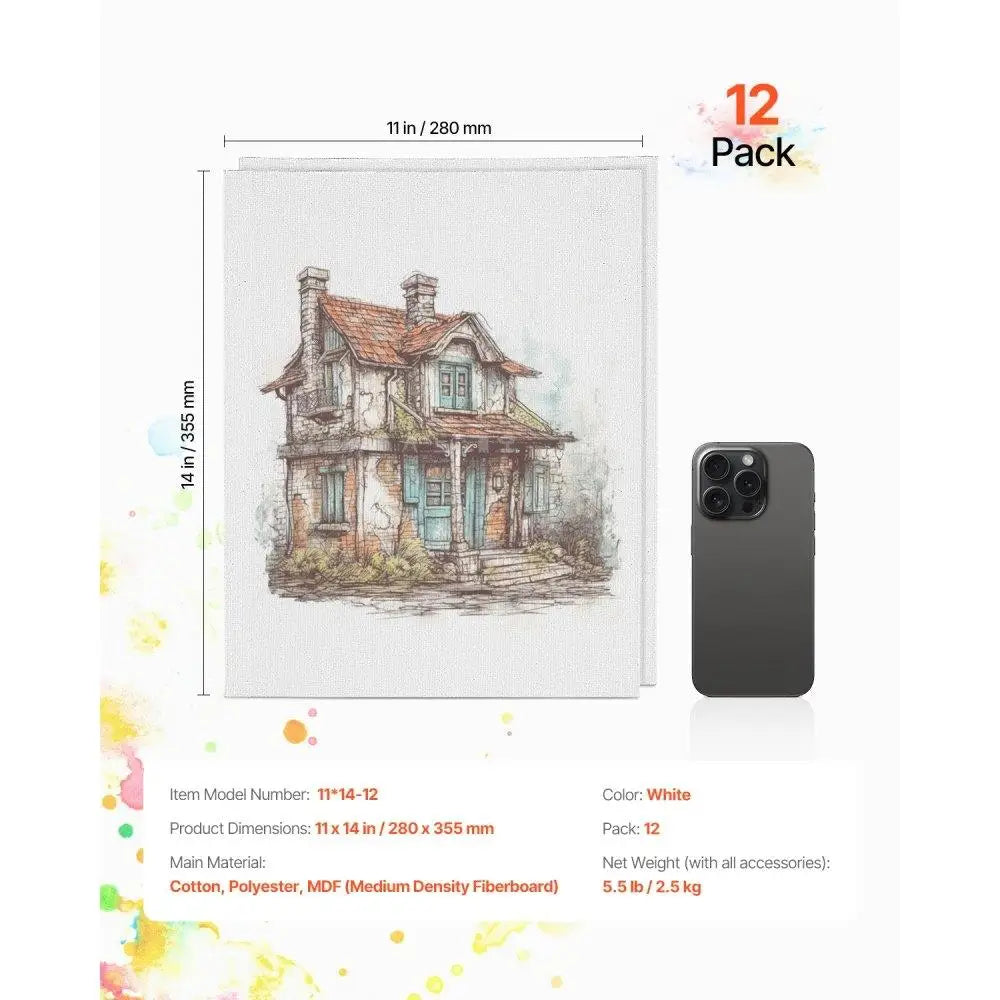 12 Pack 11x14 Inch Blank Canvas Boards for painting