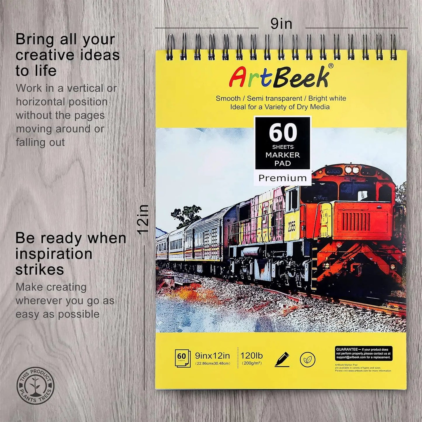 ArtBeek Art Marker Paper Pad, 9"x12" Portable Sketchbook