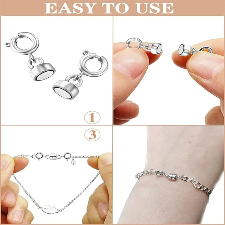 Magnetic Necklace Clasps Closures, Double Open Bracelet Extender for Jewelry Converters Clasp