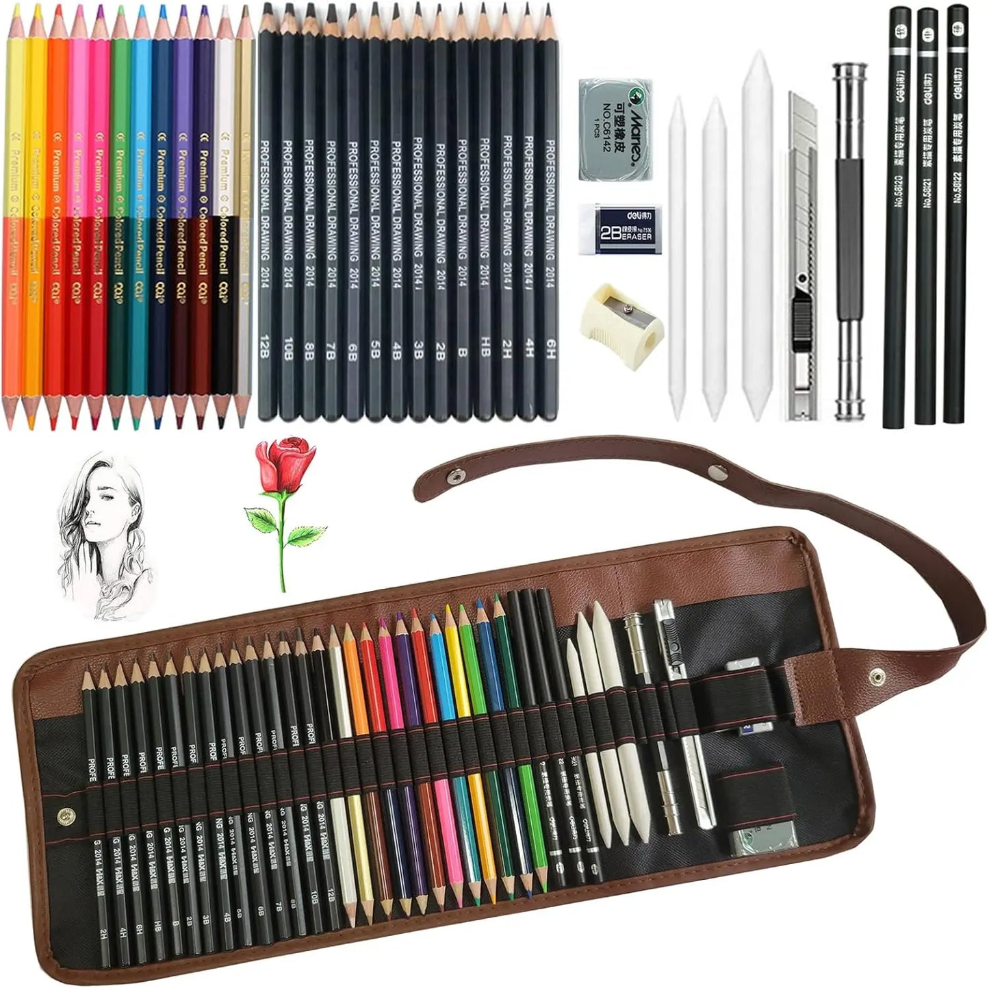 Drawing Pencils, 26/30/38pcs Sketching Pencils with Graphite ,Charcoal Pencils