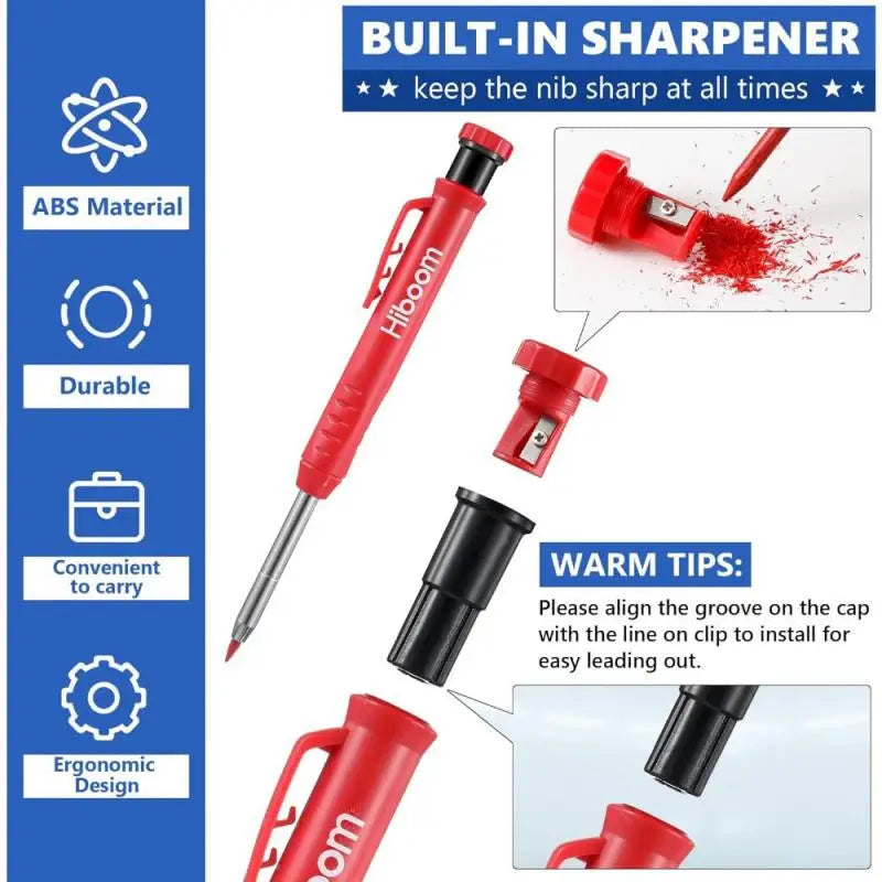 Adjustable lead core! Deep hole activity pencil, woodworking specific graphite pen, narrow slit deep hole precise marking