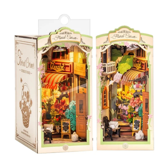 LED Lights Miniature 3D Wooden Puzzle Bookend Book Shelf Decoration Gifts for Adults