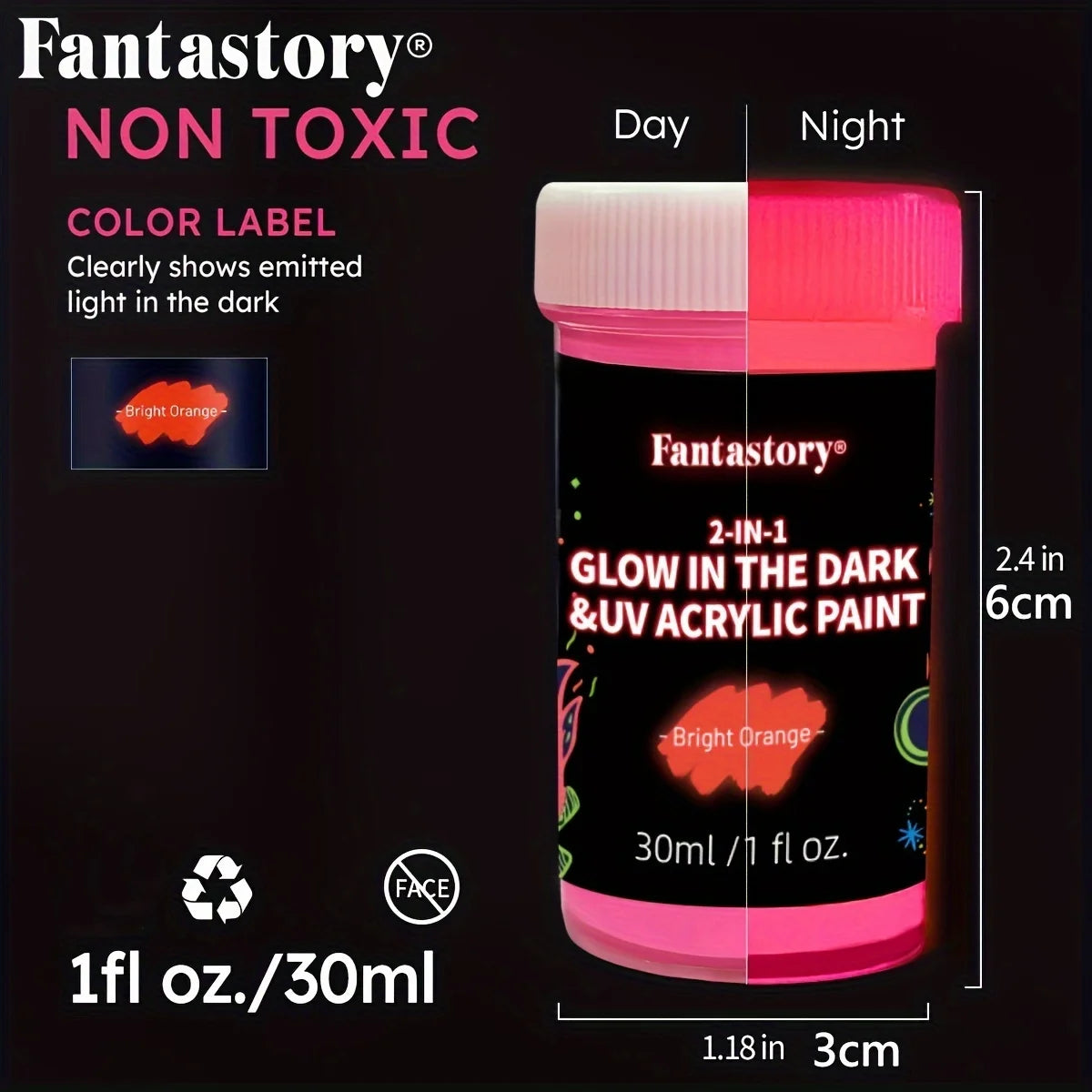 Acrylic Paint Set, 10 Neon and Glow in the Dark Colors Acrylic Paint for Wood, Drawing & Painting