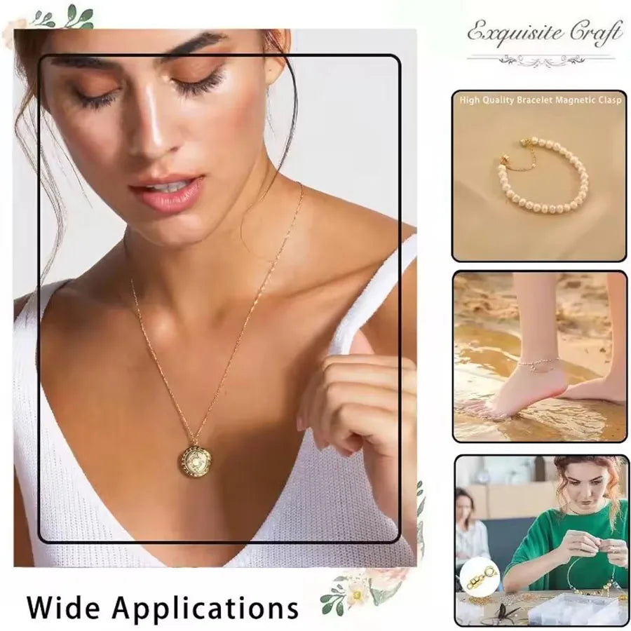 Magnetic Necklace Clasps Closures, Double Open Bracelet Extender for Jewelry Converters Clasp