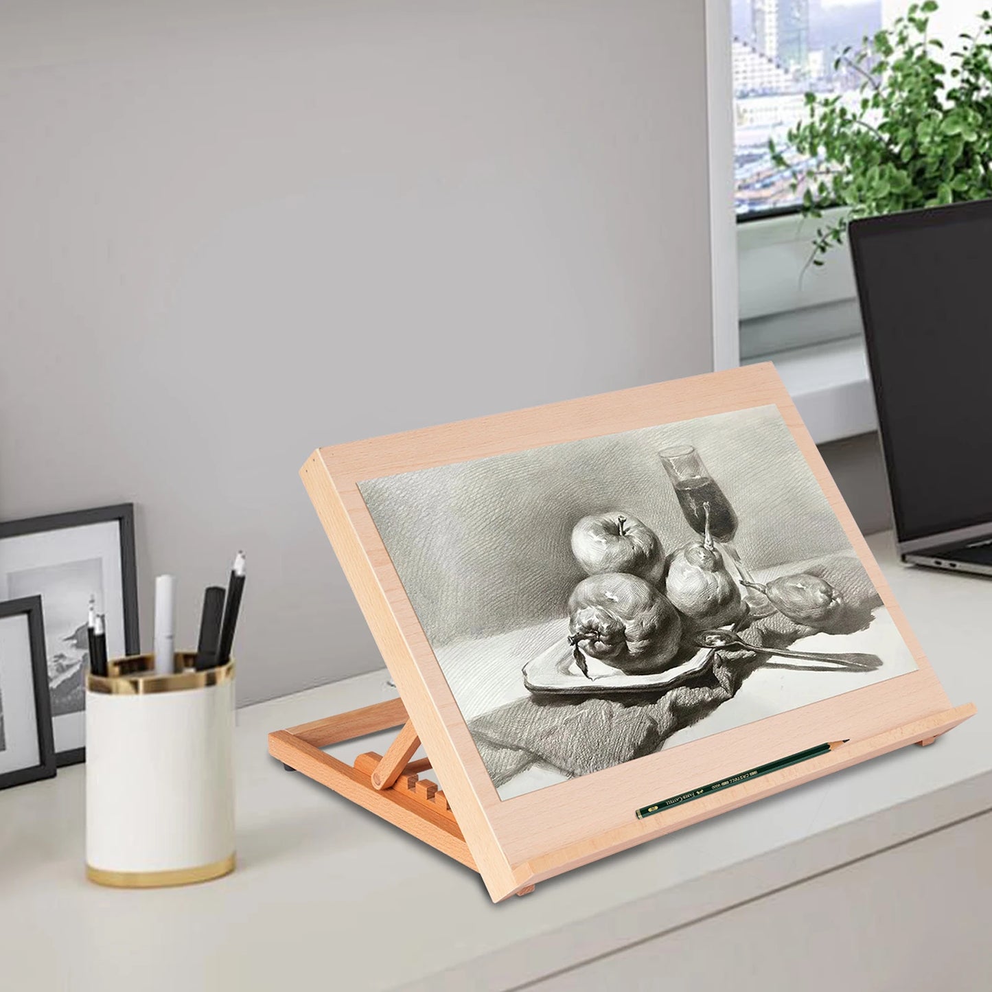 Wood Painting Board Stand, Foldable Art Easel with Stable Triangle Base  Studio & Outdoor Sketching