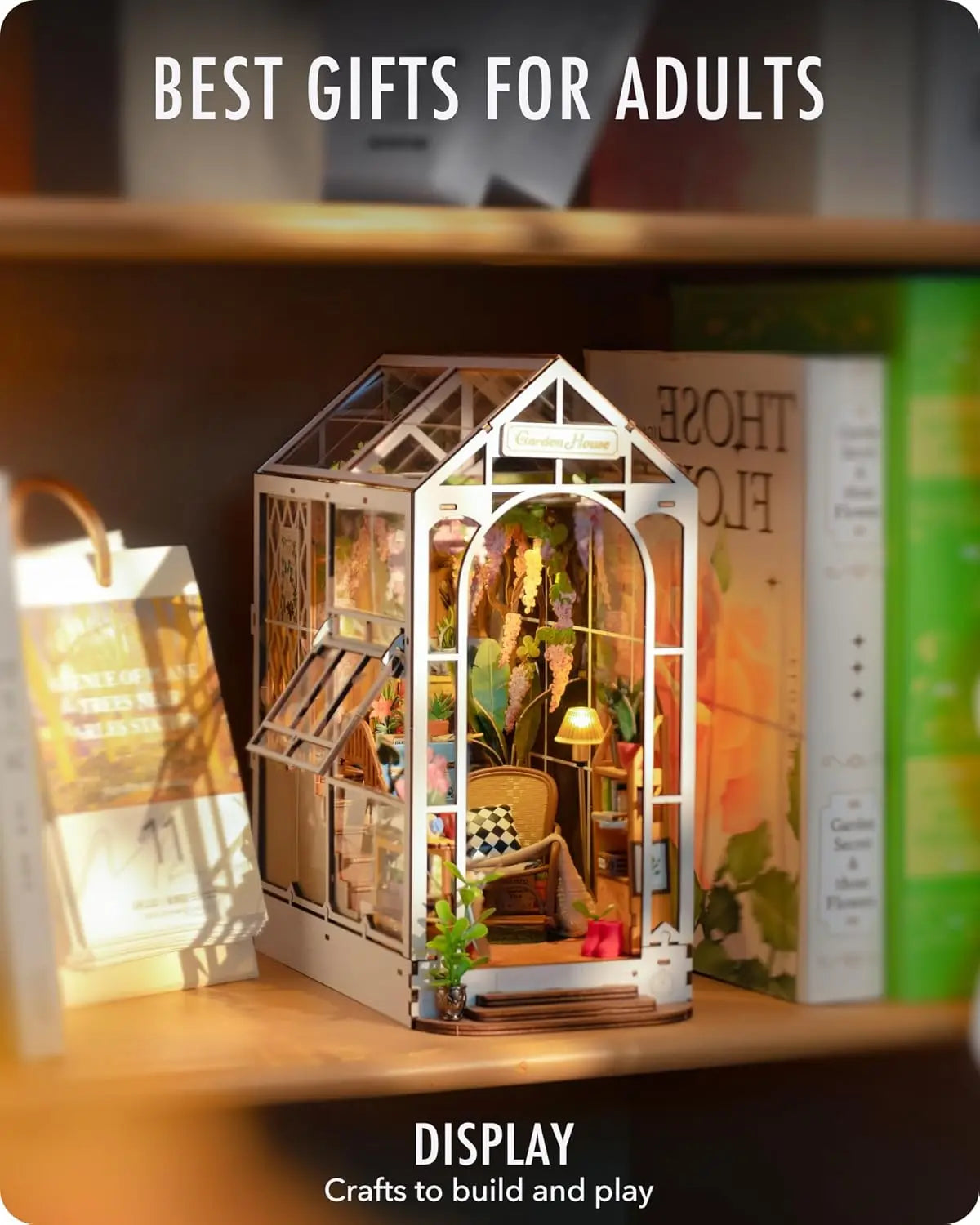 DIY Book Nook Kit Garden House Miniature Kit Creative Decorative Bookend