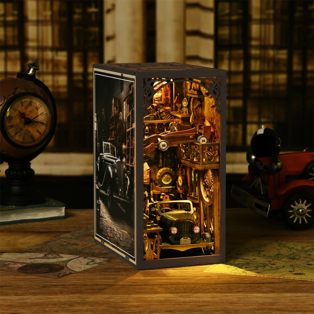 Book Nook Kit Classic Car F1 DIY Wooden Puzzle Bookshelf