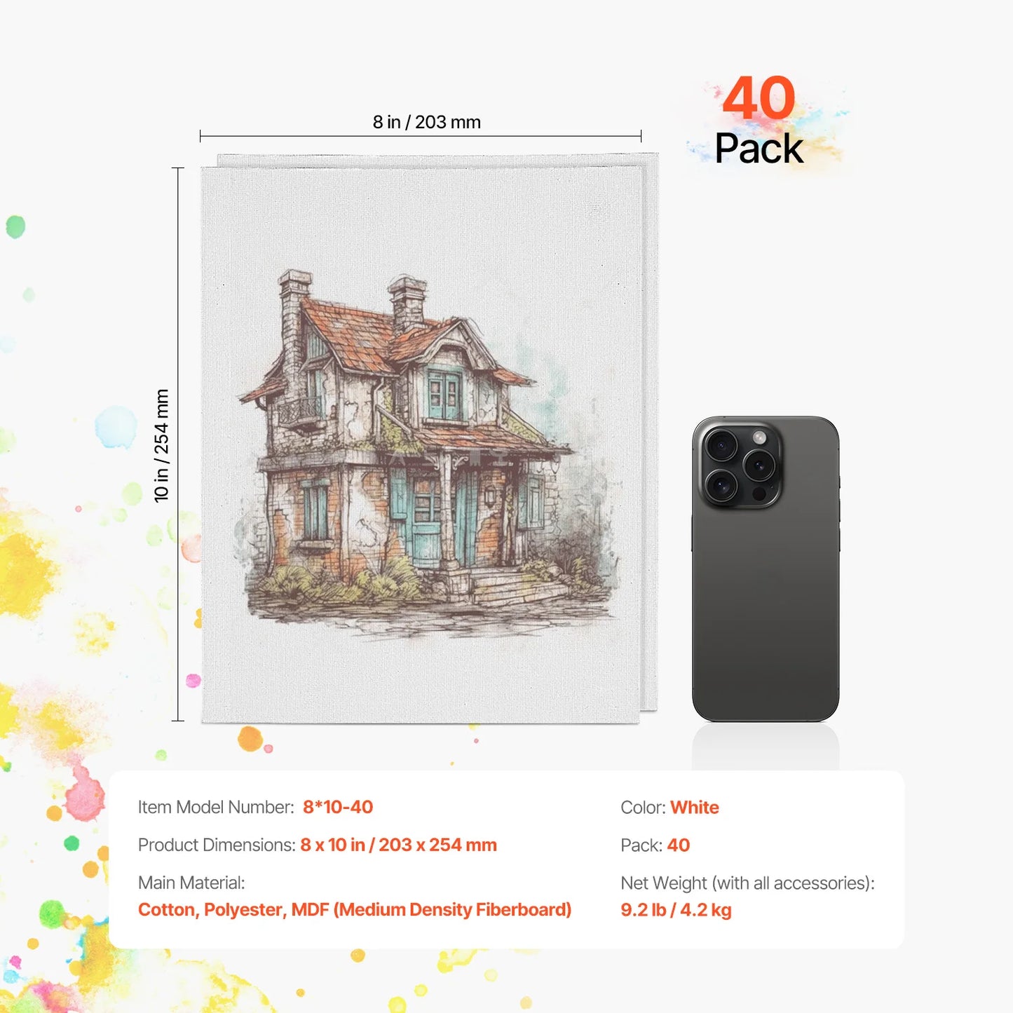 VEVOR Canvas Boards Painting  Sketching Acrylic Oil Painting Watercolor Paint Canvas