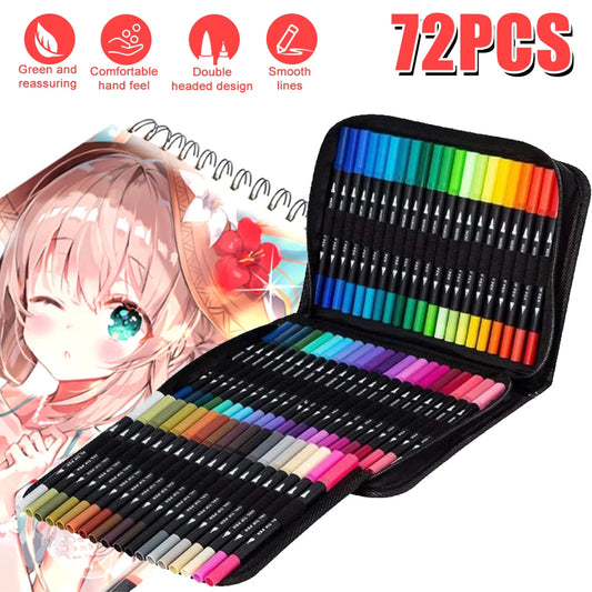 72pcs Color Double Ended Art Marker Pens Set, Suitable for Artist Fine