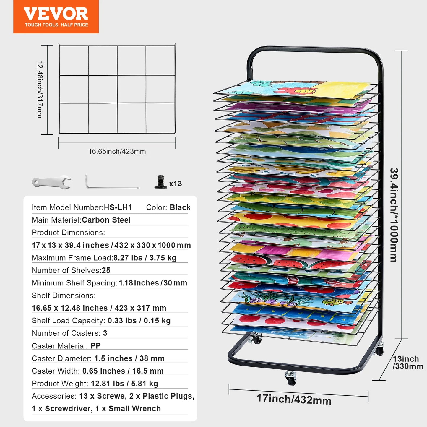 SucceBuy Art Drying Rack 25 Removable Shelves Paint Drying Rack