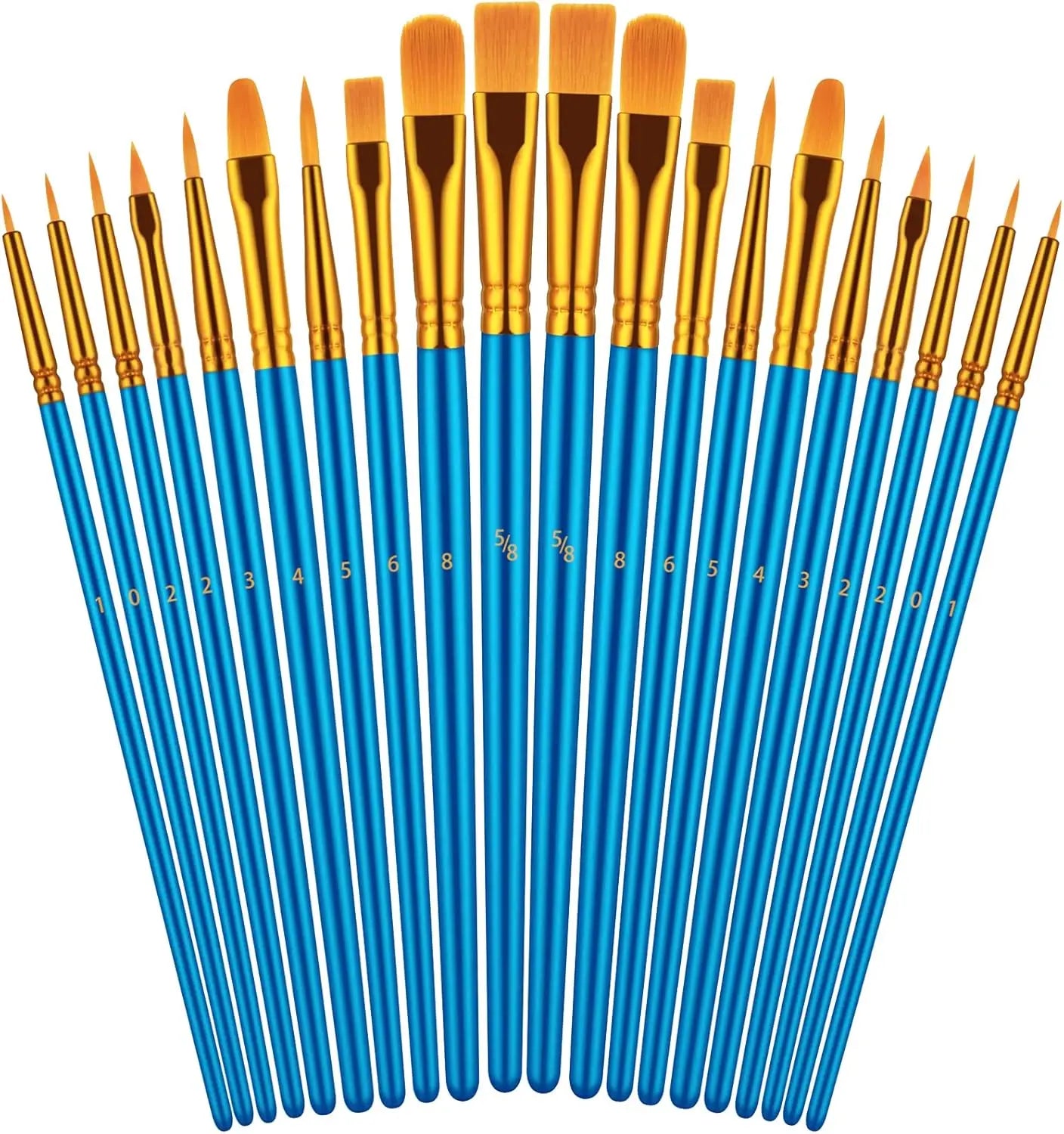 20 oil watercolor acrylic paint brushes, artist body Face rock canvas, children adult painting art craft supplies, blue