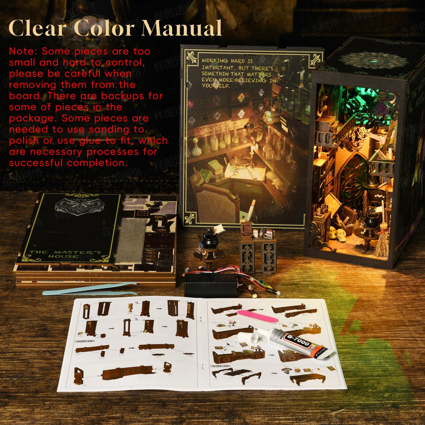 Book Nook Kit Wizard Miniatures DIY Wooden Puzzle Bookshelf