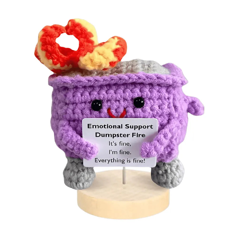 Emotional Support Dumpster Fire Positive Crochet Dumpster Fire Crochet Trash Can Fire Funny Gifts for Friends Coworker