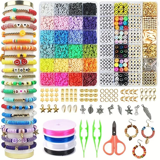 2 Box 24 Rainbow Color Clay Beads Bracelet Making Kit for Jewelry