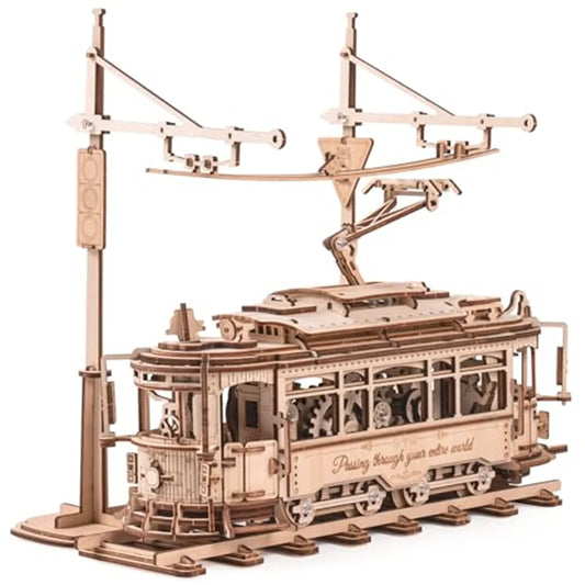 3D Wooden Puzzle Gear Drive Tram Mechanical Model Building Kit DIY