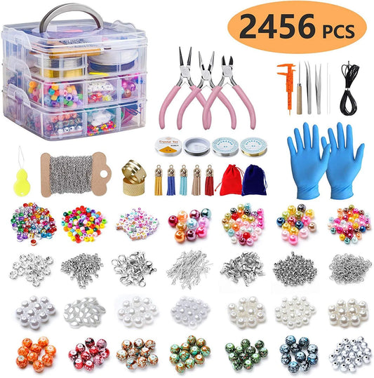 2456-Piece Deluxe DIY Bead Jewelry Making Kit - Includes Beads, and Accessories for Creating Unique Bracelets