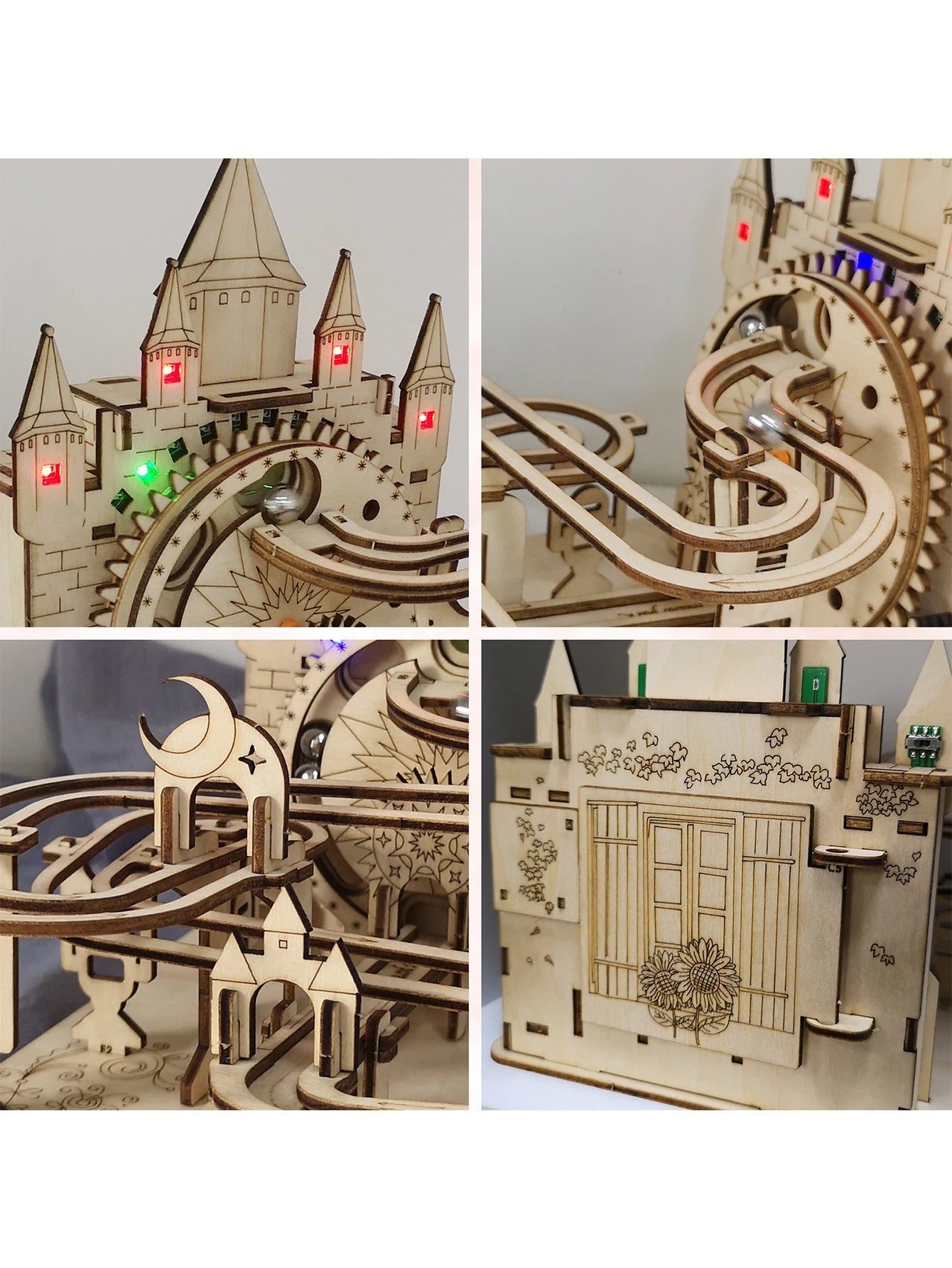 3D Wooden Puzzle For Adults Electric Marble Run Building Model Kit Track With Lights Brain Teaser